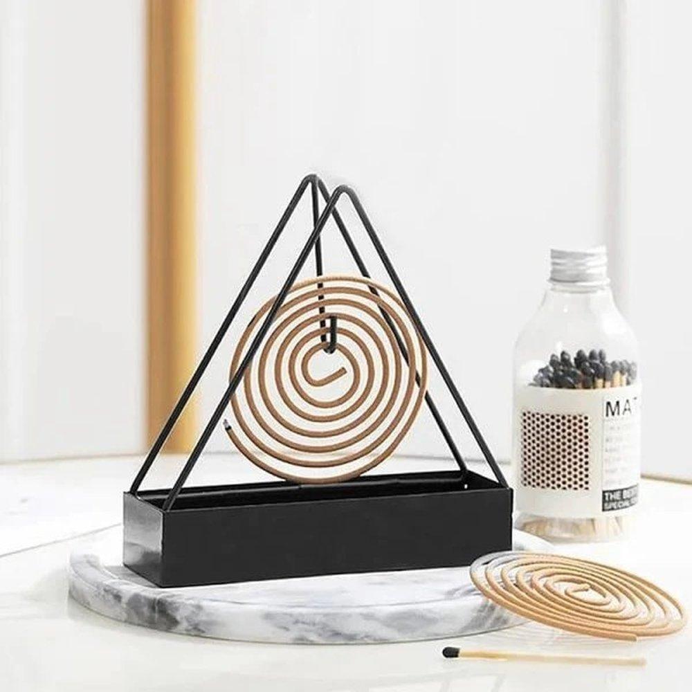 Modern Black Metal Mosquito Coil Burner Set of 2