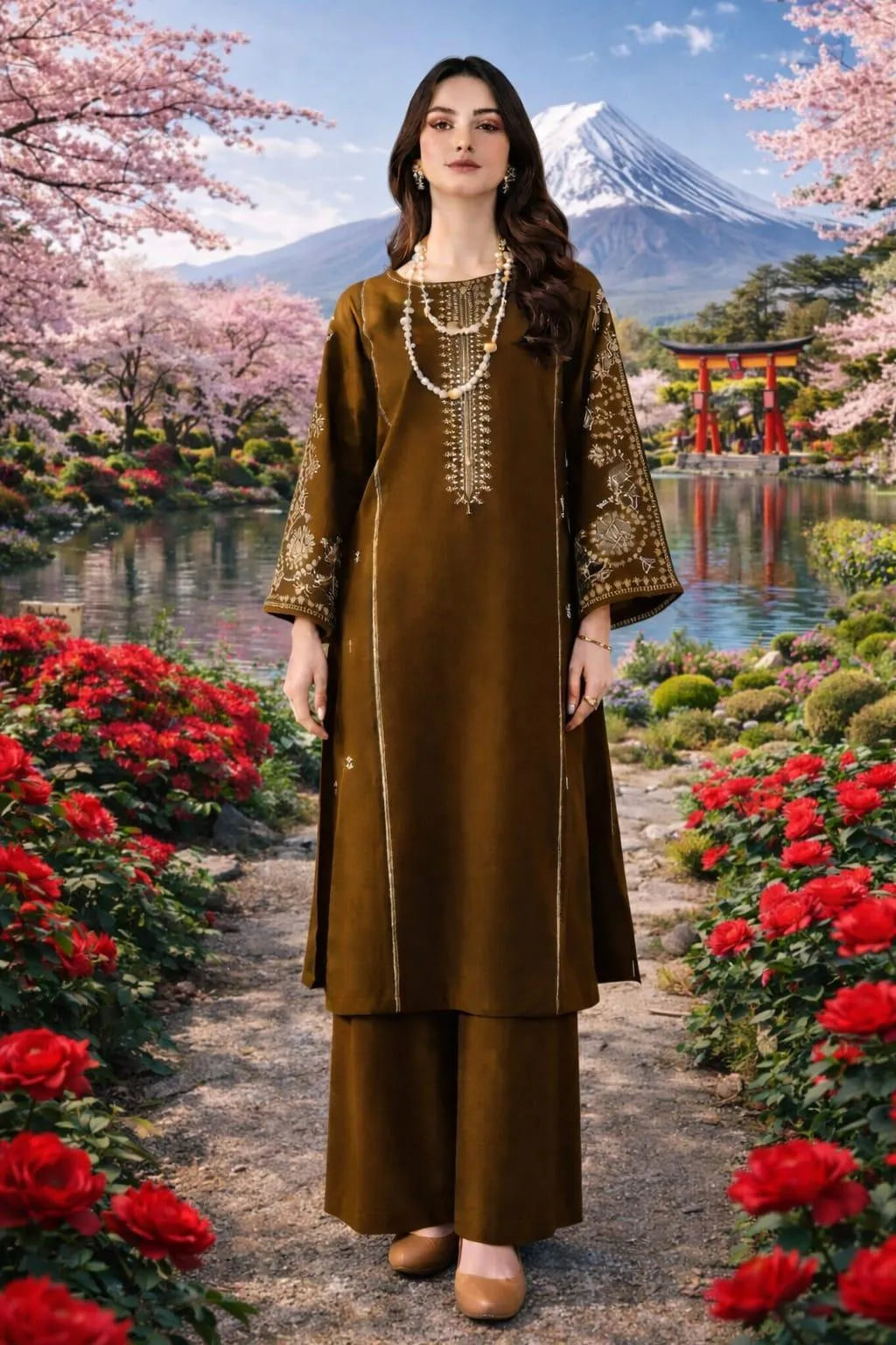 2 Pcs Women's Unstitched Embroidered Suit