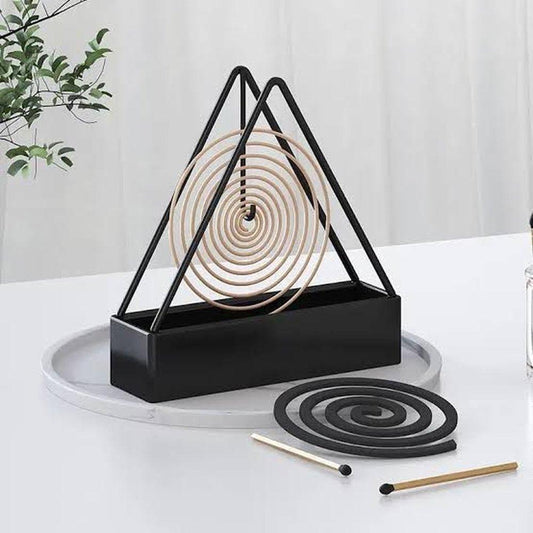Modern Black Metal Mosquito Coil Burner Set of 2