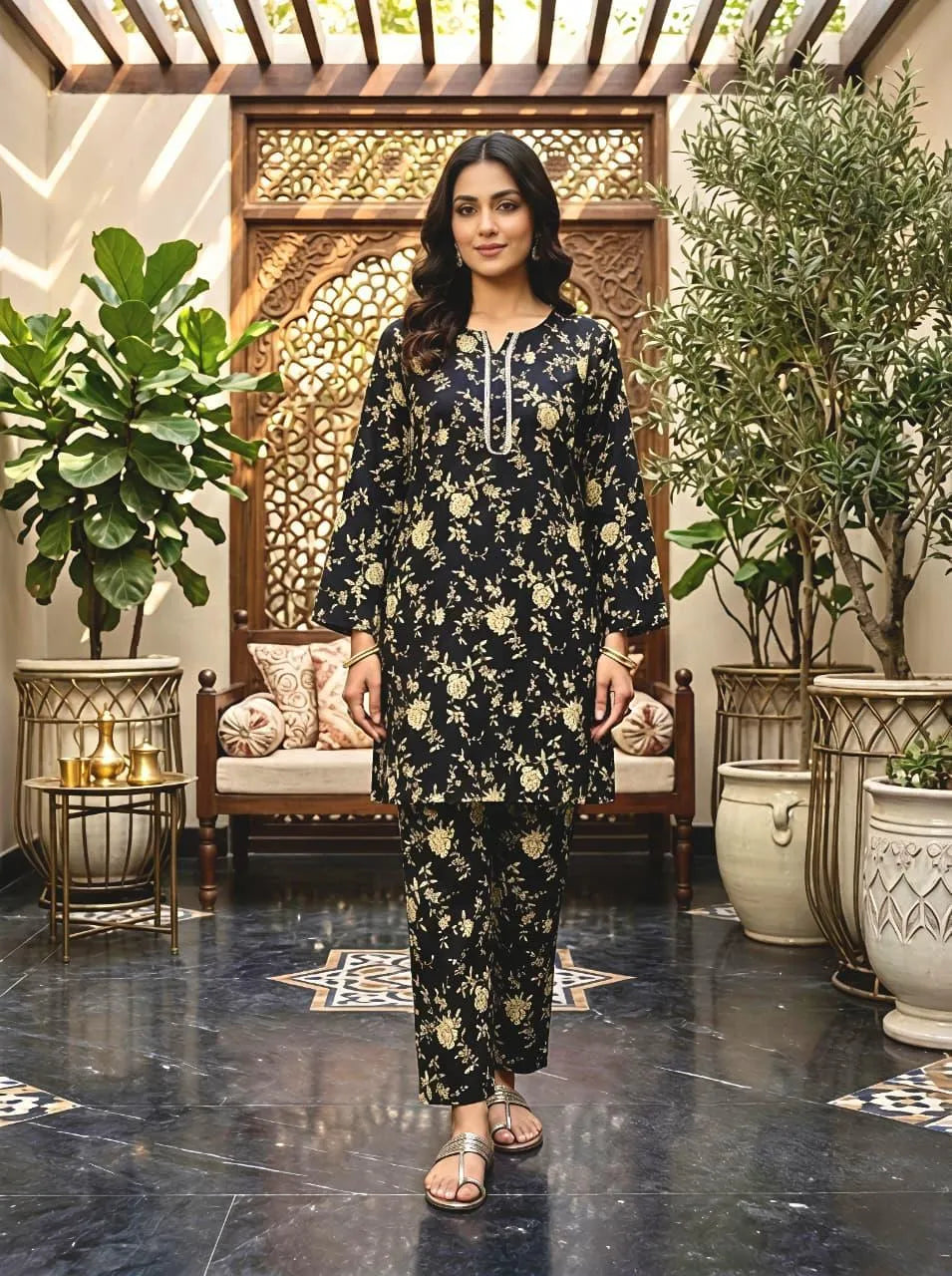 Eid Collection Summer Season 2 Pcs Women Digital Printed Shirt And Trouser