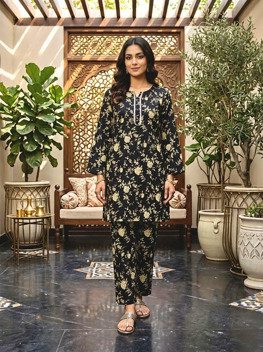 Eid Collection Summer Season 2 Pcs Women Digital Printed Shirt And Trouser