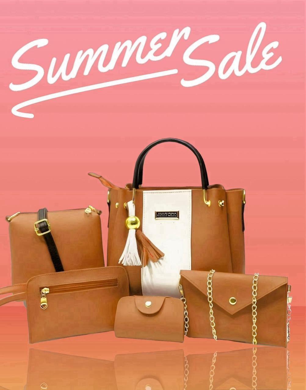 Chic 5-Piece Handbag Set for Girls in Maroon Rexine