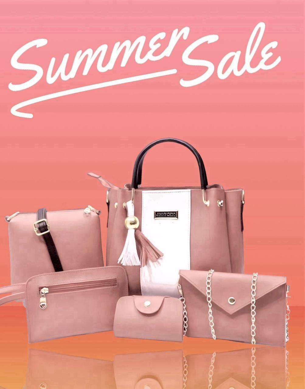 Chic 5-Piece Handbag Set for Girls in Maroon Rexine