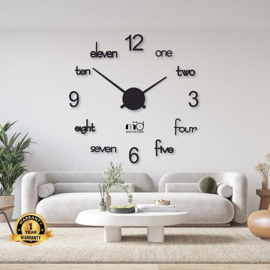 Modern Wall Clock 24x24 Inch Laminated Wood Design